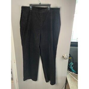 Land's End Womens 18 Black Corduroy Pants Relaxed Straight Leg NWT